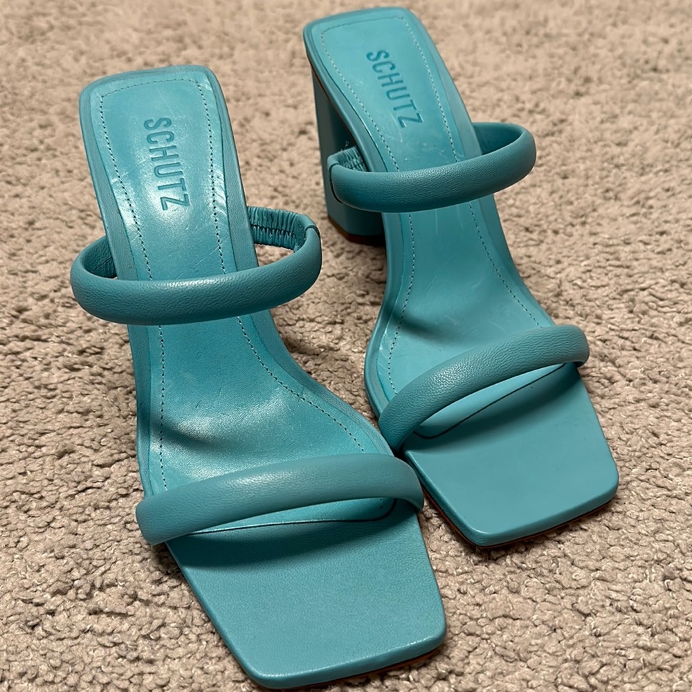 Schutz blue leather sandals